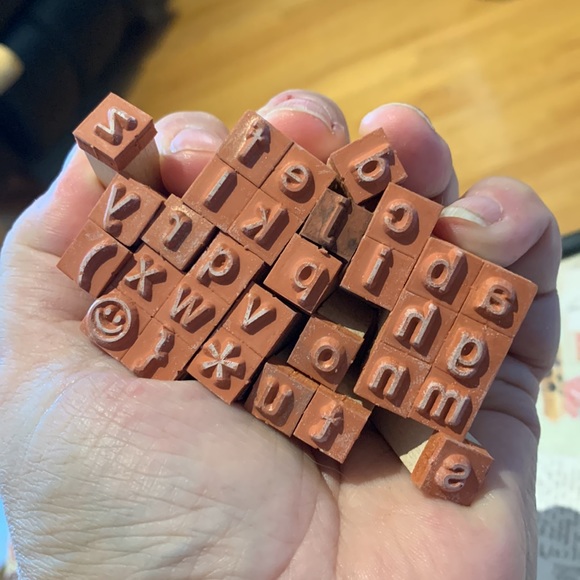 Mini Lowercase Alphabet & Symbols Wood Stamps - Picture 2 of 2